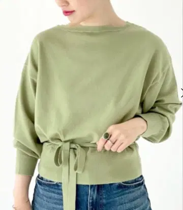 돌먼 허리 리본 니트 르 쿠르 블랑 피스타치오 그린