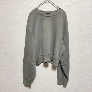 GU 숏 기장 맨투맨 풀오버 그레이 카키 S 사이즈