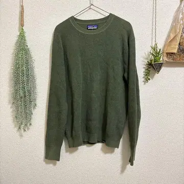 patagonia 리브 편 코튼 니트 XS 올리브 그린