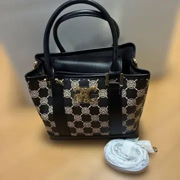 앙코키네 토트백 블랙과 베이지 모노그램 디자인