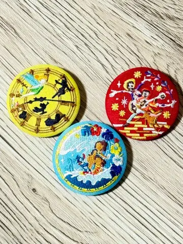 디즈니 자수 캔뱃지 비스킷 2 스티치 피터팬 리멤버 미