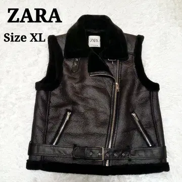 [컨디션 최상] ZARA 더블 페이스 베스트 페이크 무스탕 가죽 라이더