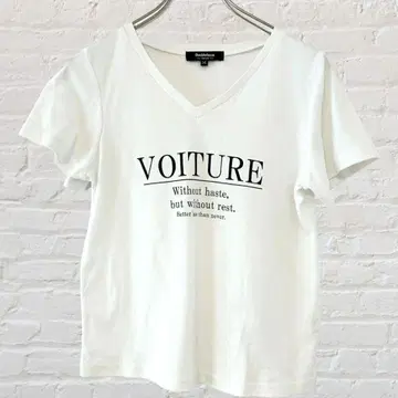 Doublefocus 영문 빅 로고 V넥 반팔 티셔츠 모노톤