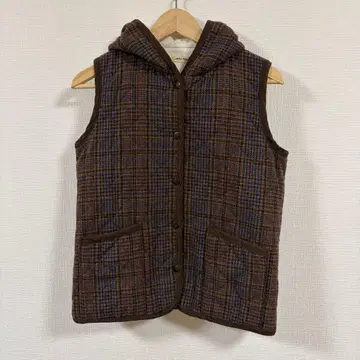 팔라스 팰리스 울 체크 무늬 베스트 퀼팅 브라운