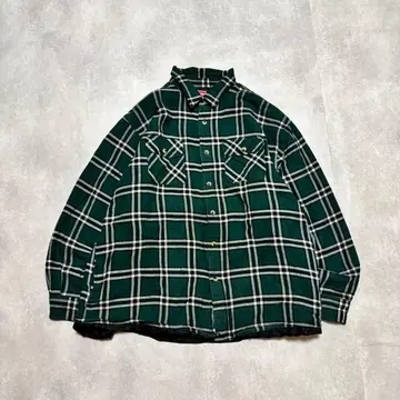 Wrangler 충전솜 퀼팅 플란넬 셔츠 자켓 그린 체크 90s