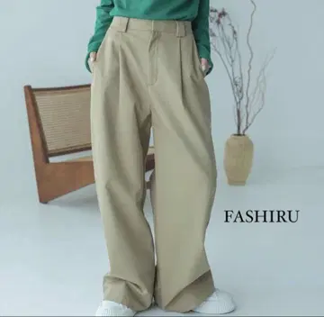 FASHIRU 와이드 치노 슬랙스 베이지