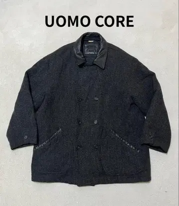 옷깃 가죽 uomo core 오버 사이즈 울 코트 XL 블랙