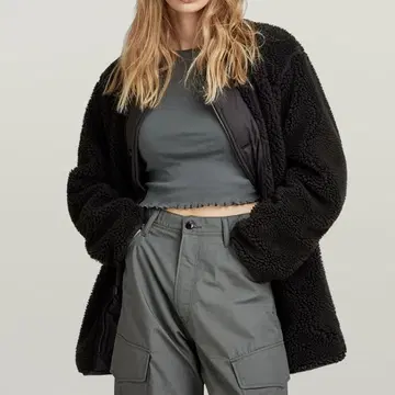 택 포함 미사용품 G-STAR Long Teddy Jacket S