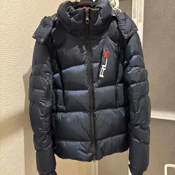 RLX 네이비 후드 부착 다운 자켓