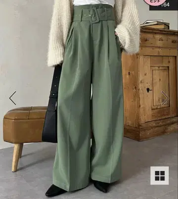 Thevon [전신 골격 슬림] 세본 벨트 포함 하이웨스트 턱 팬츠