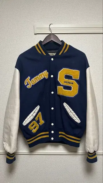 DeLONG 바시티 자켓 L 사이즈 네이비/화이트 90s 빈티지