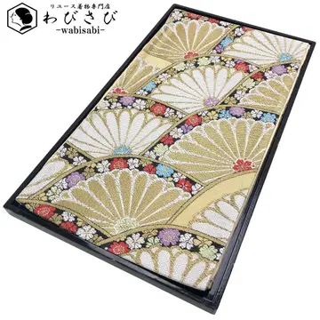 후쿠로 오비 국화 청해파 꽃 무늬 금실 후리소데 O-5516