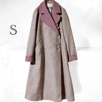 에이미 이스트 월 트위드 롱 코트 탁한 보라색 계열 버튼 포함 S