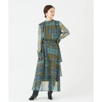 이에나 패치워크 프린트 티어드 드레스