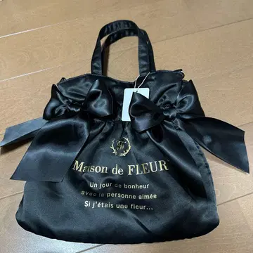메종 드 플뢰르 클리어 더블 리본 2Way 토트 블랙
