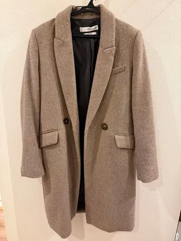 MNG 울 혼방 베이지 체스터 코트