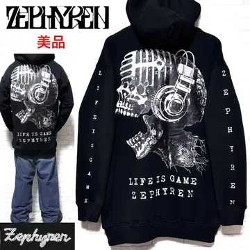 새상품급 ZEPHYREN 마이크 스컬 빅 프린트 풀오버 후디