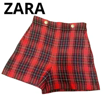 체크 무늬 하이웨스트 숏팬츠