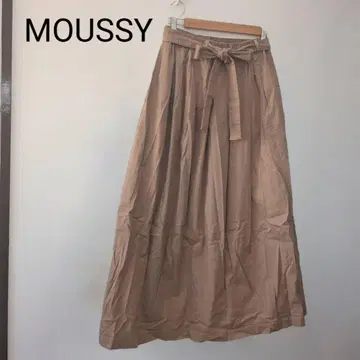MOUSSY 허리 리본 롱 스커트 프리 사이즈 전체 밴딩 마우지