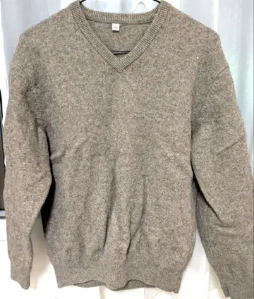 울 V넥 스웨터 L 사이즈 베이지