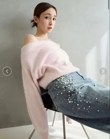 FRAY ID 폭스 캐시미어 오프숄더 니트탑 핑크