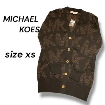MICHAEL KORS 로고 니트 가디건 골드 버튼 XS 브라운 루즈핏