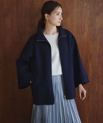 23구 울 리버 스탠드 카라 코트 네이비 택 포함 새상품
