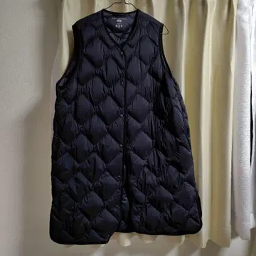 울트라 라이트 다운 퀼팅 베스트 롱 블랙