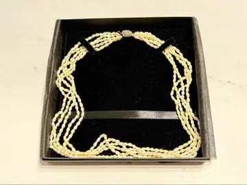 아름다운 담수 진주 5연 목걸이 silver 금장 장식