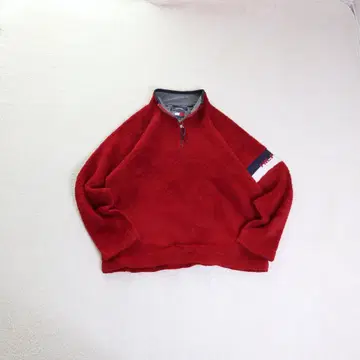 00s TOMMY HILFIGER 하프 지퍼 플리스 레드 Y2K