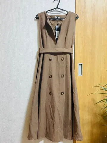 브라운 슬리브리스 드레스