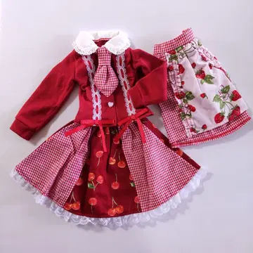 딜러제 아웃핏 SD DD 빨간색 깅엄 체크 1/3 인형 의류