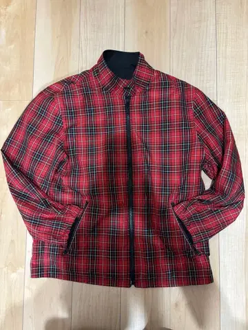 리버서블 나일론 자켓 빨간색 체크 x 블랙