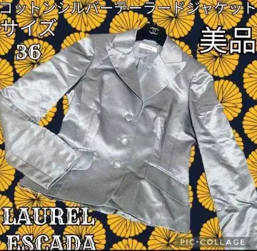 새상품급 로렐 에스카다 테일러드 자켓 실버 블레이저 은 면 봄