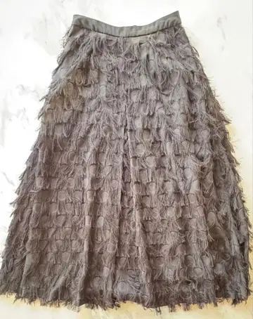 러그나무 문 프린지 롱 플레어 스커트