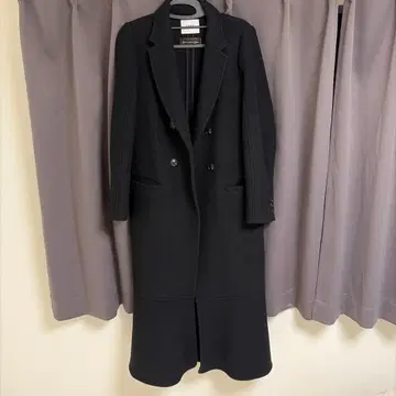 AMERI 더블 브레스트 머메이드 롱 코트 S 블랙