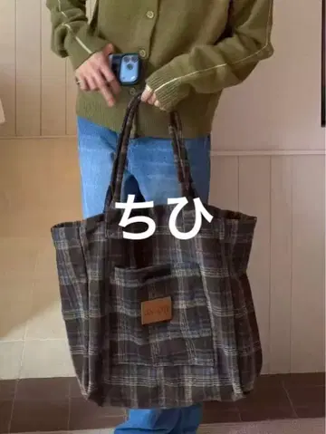 ason 체크 토트백 숄더백