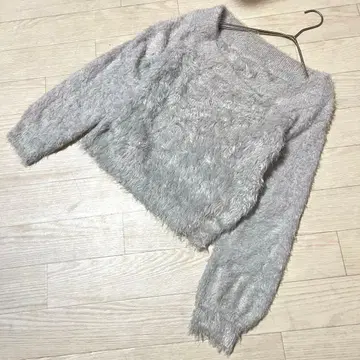 MIIA 미아 샤기 니트탑 [ F ] 스웨터 라이트 그레이