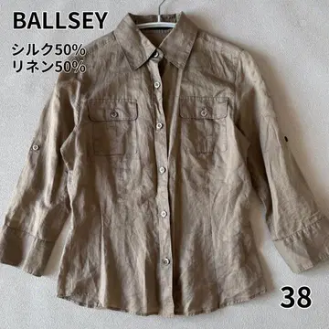 BALLSEY 보르지 7부 소매 카라 부착 셔츠 실크 린넨 고급 소재