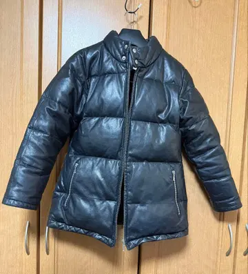 Chochotte 소가죽 가죽 다운 자켓 블랙