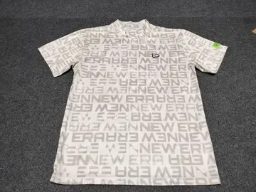 NEW ERA 모크넥 골프 셔츠 화이트 올 패턴 M