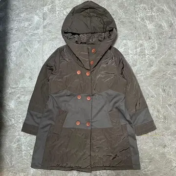 다크 브라운 후드 부착 다운 자켓 M-L