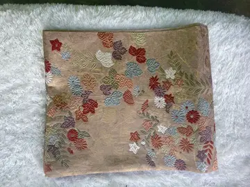 꽃무늬 자수 후쿠로 오비 베이지 계열