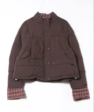 미사용 새상품 택 포함 체크 절개 다운 자켓 하이넥