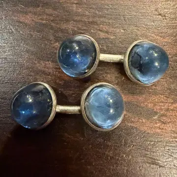 US 빈티지 커프스 단추 커프 링크 블루 돔 스톤