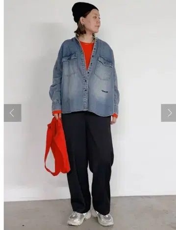 빈티지 데님 밴드 카라 셔츠 퓨어세신 블루 계열