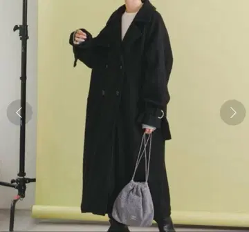 Kastane 울 혼방 하이넥 롱 코트 블랙 사이즈 1 블랙