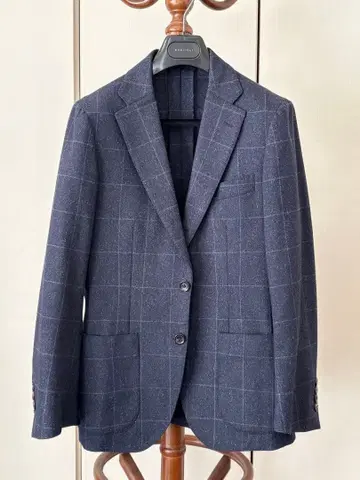 어반 리서치 자켓 네이비 체크 무늬 S