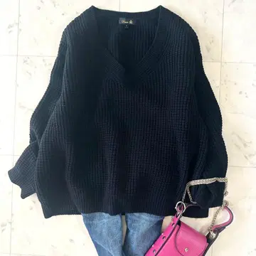 새상품급 드로어 캐시미어 울 V넥 와플 니트 루즈핏 인기 완판템