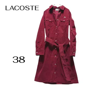 [ LACOSTE ] 코듀로이 셔츠 원피스 38 벨트 포함 악어 로고
